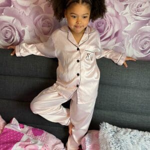 Kids Blush satin pyjamas set (long sleeve and long pant)