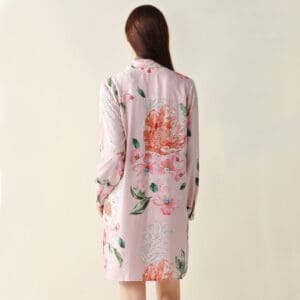 Floral Cotton Sleep Shirt Women Sleep Wear (Blush) Adjustable Sleeve