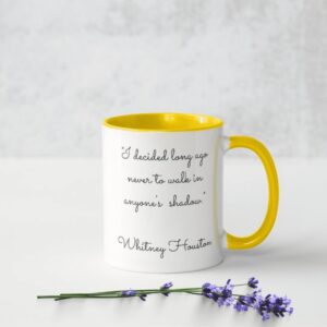 Whitney Houston Tea/ Coffee Mug | Yellow Interior and Handle