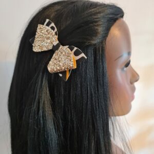 African Print and Glitter Fabric Hair Bow
