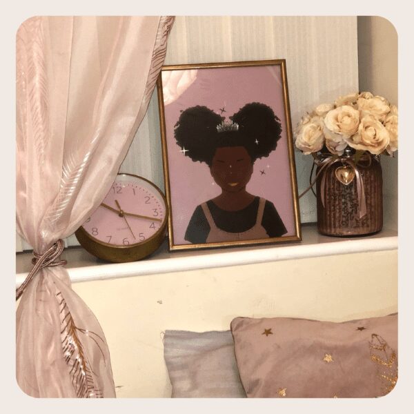 Princess Buns Wall Art Print - Black Girl Gift