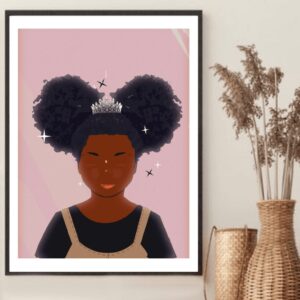 Princess Buns Wall Art Print - Black Girl Gift