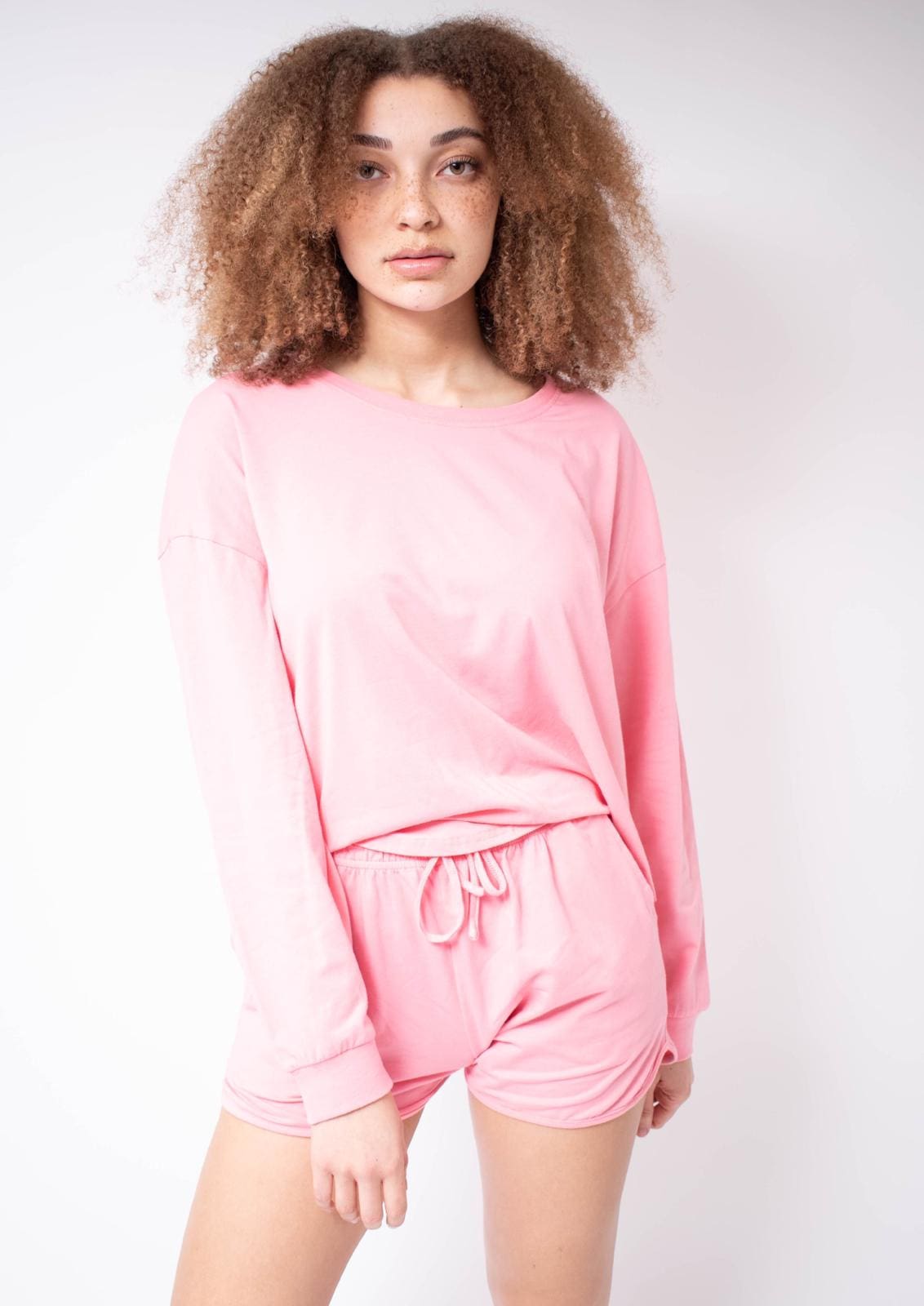 Pink long sleeve top and short pyjamas/ Loungewear