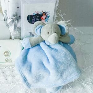 Blue Luxury Essentials Elephant - Baby Gift Hamper Basket