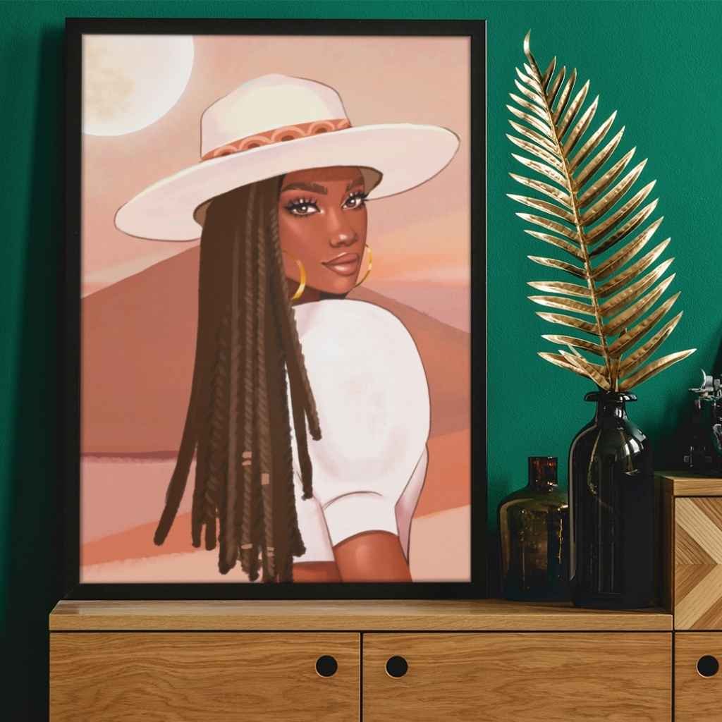 Desert Locs Black Girl Art Print