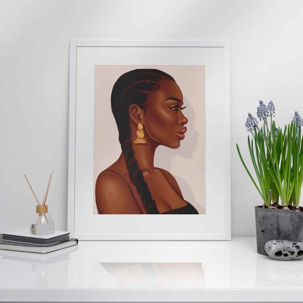 Black Girl Cane Rows Art Print