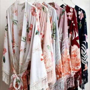 Tassel Cotton Versatile Floral Print Robe, Holiday, Summer, Homewear