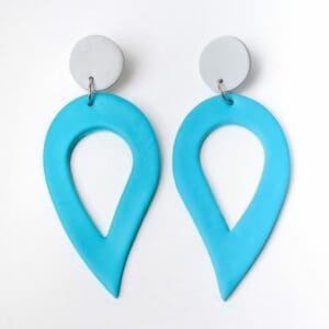 Turquoise and Grey Tear Drop Earrings