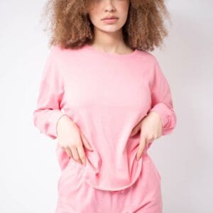 Pink long sleeve top and short pyjamas/ Loungewear