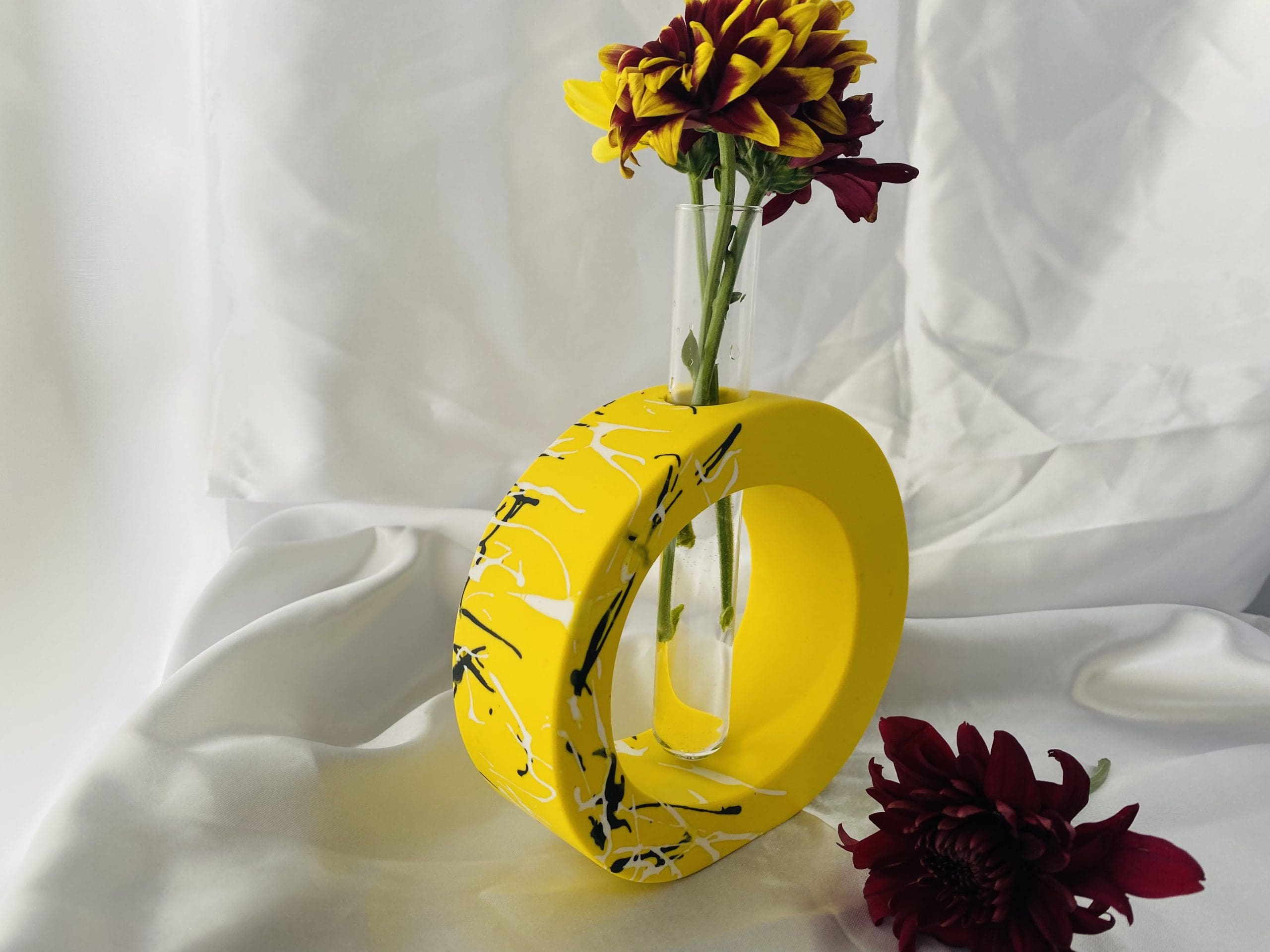 Round Yellow Decorative Vase, wakuda, black-owned