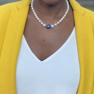 Swarovski Iridescent Dark Blue Pearl Necklace