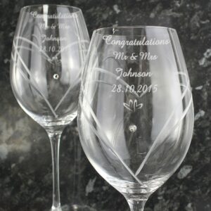 Kustomyzed Hand Cut Little Hearts Diamante Wine Glasses with Swarovski Elements