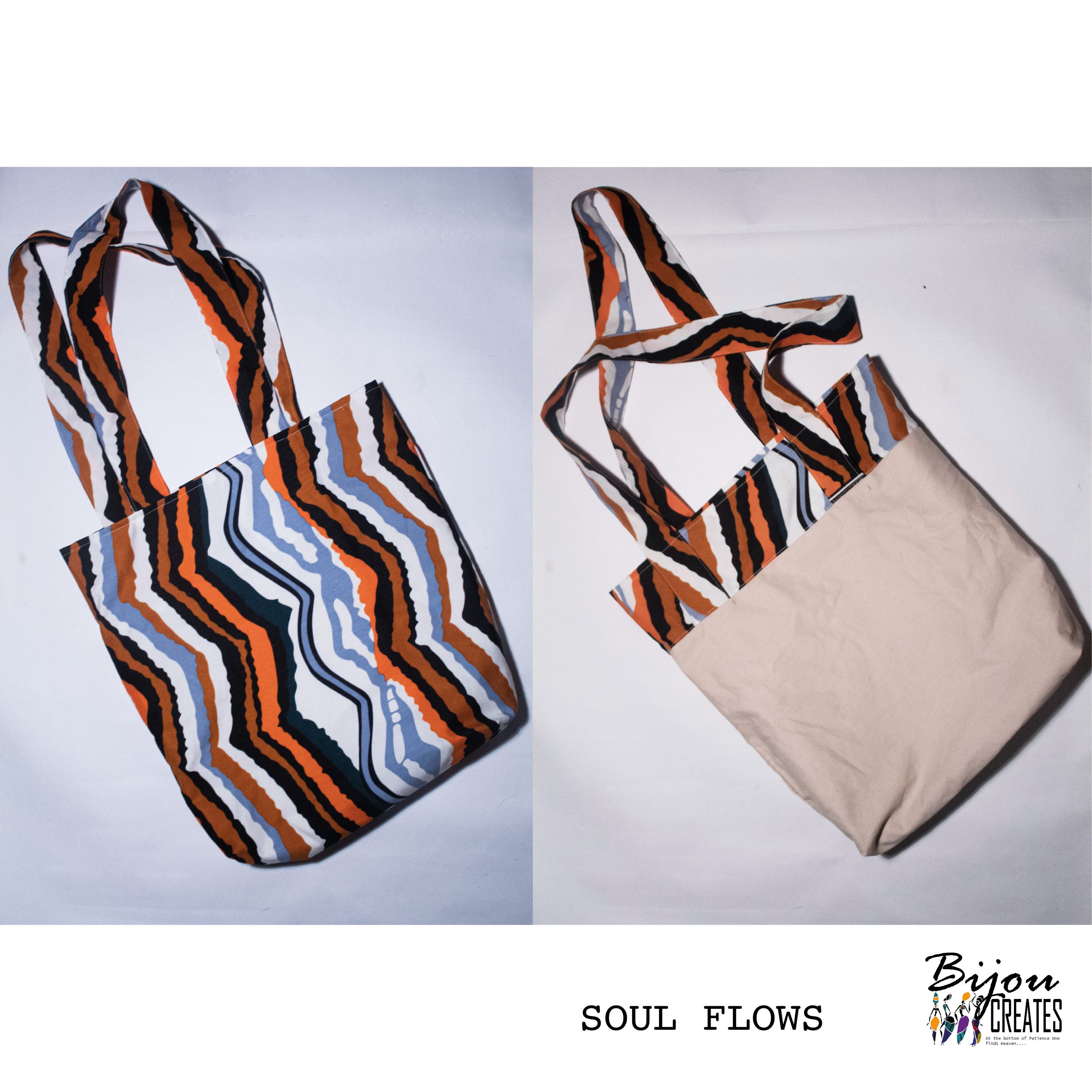 Cotton Canvas Tote Bag - African Print