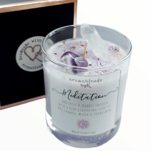 Mediation Candle with Amethyst, candles, black-owned candles, wakuda