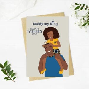 Black Dad And Daughter fathers day card, black greeting cards, fathers day cards, cultural cards