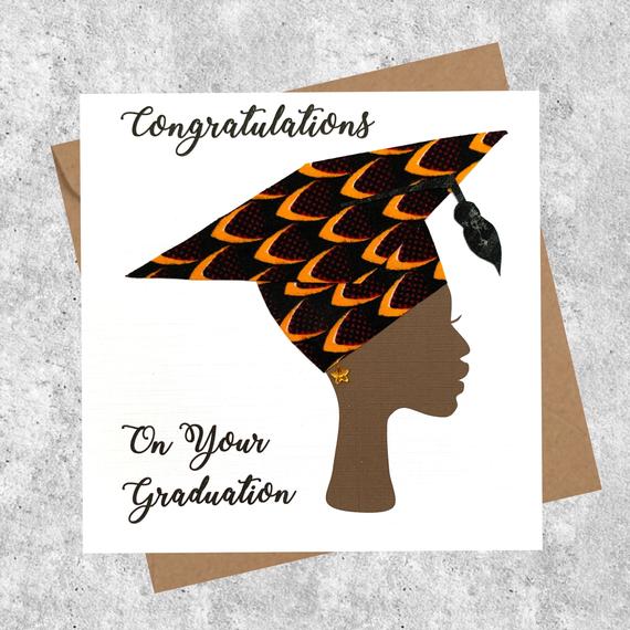 Black woman graduation card, black greeting card
