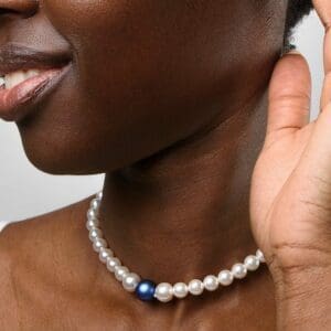Swarovski Iridescent Dark Blue Pearl Necklace