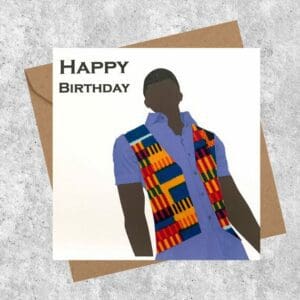Card for men - kente fabric - can be personalised