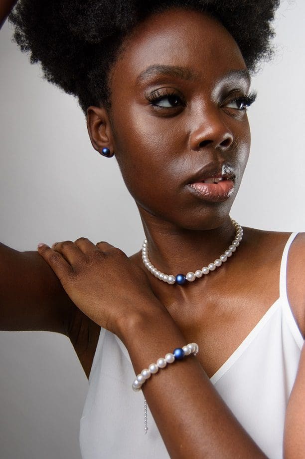 Swarovski Iridescent Dark Blue Pearl Jewellery Set