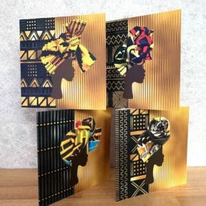 Gold black headwrap mudcloth card