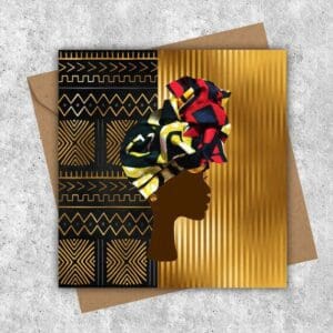 Pack of 4 gold black mudcloth headwrap printed cards