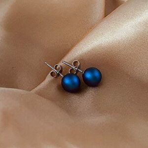 Swarovski Iridescent Dark Blue Pearl Stud Earrings