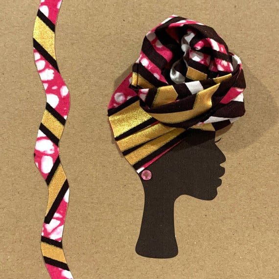 Pink/Gold Front Knot Headwrap card