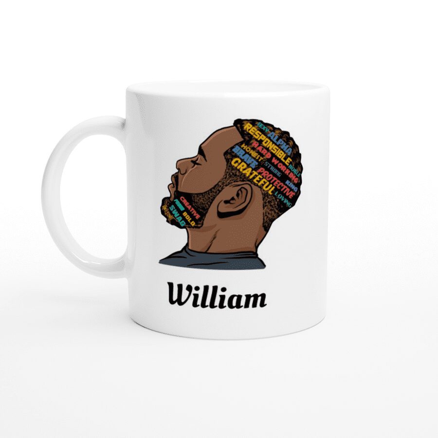 Personalised Black Father Mug, black fathers day gifts, wakuda
