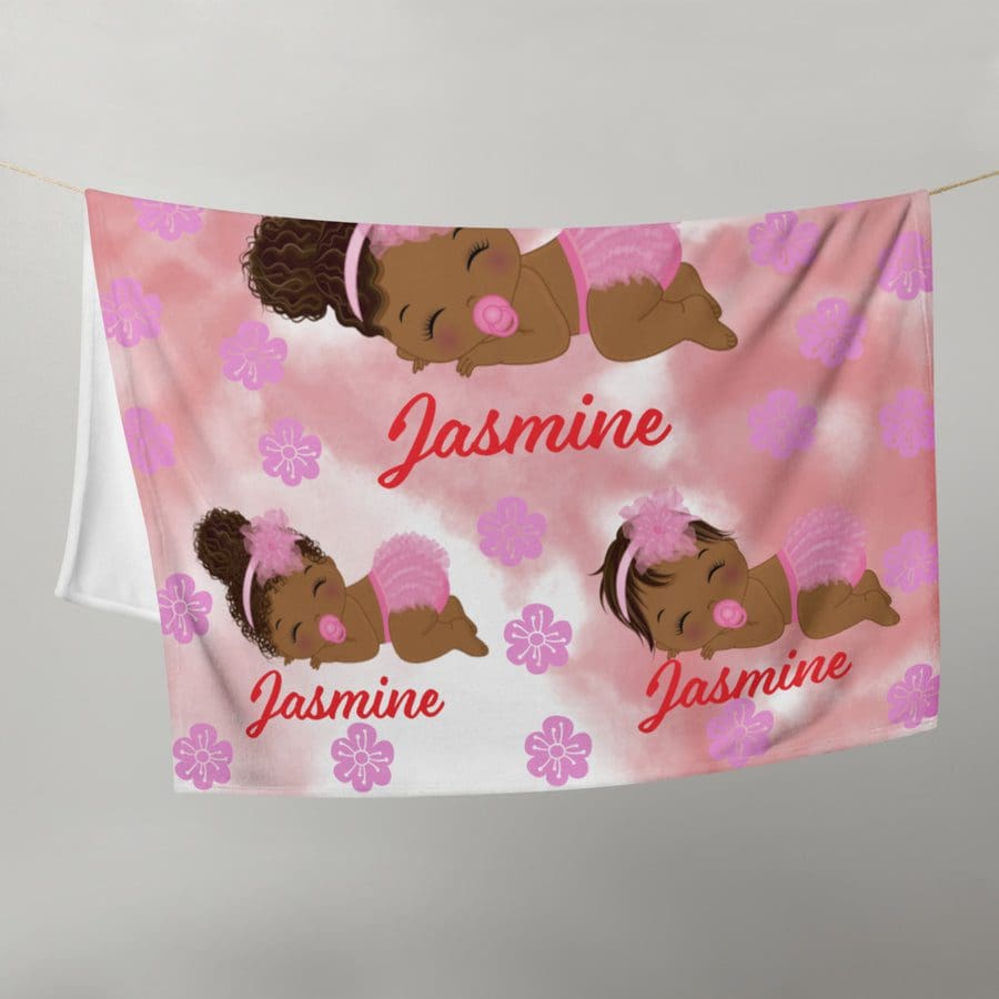 Personalised baby girl blanket, baby gifts, black-owned baby products, baby blankets, wakuda
