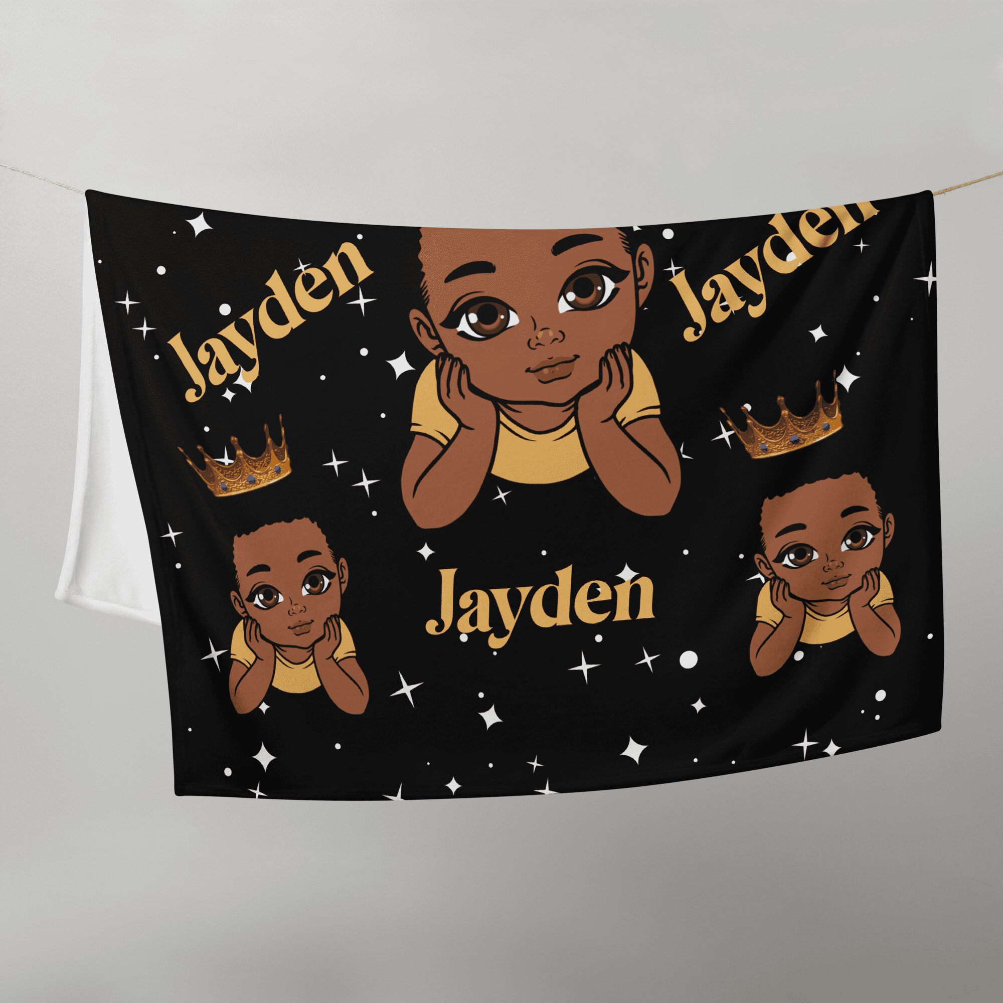 Personalised Afro Prince Baby Blanket, wakuda, baby products, black-owned baby blankets