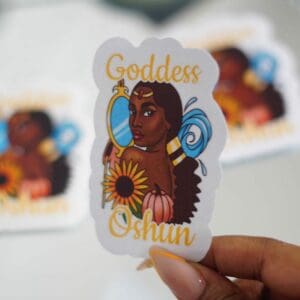 Goddess Oshun Sticker, wakuda, african print fans, black-owned brands, black pound day