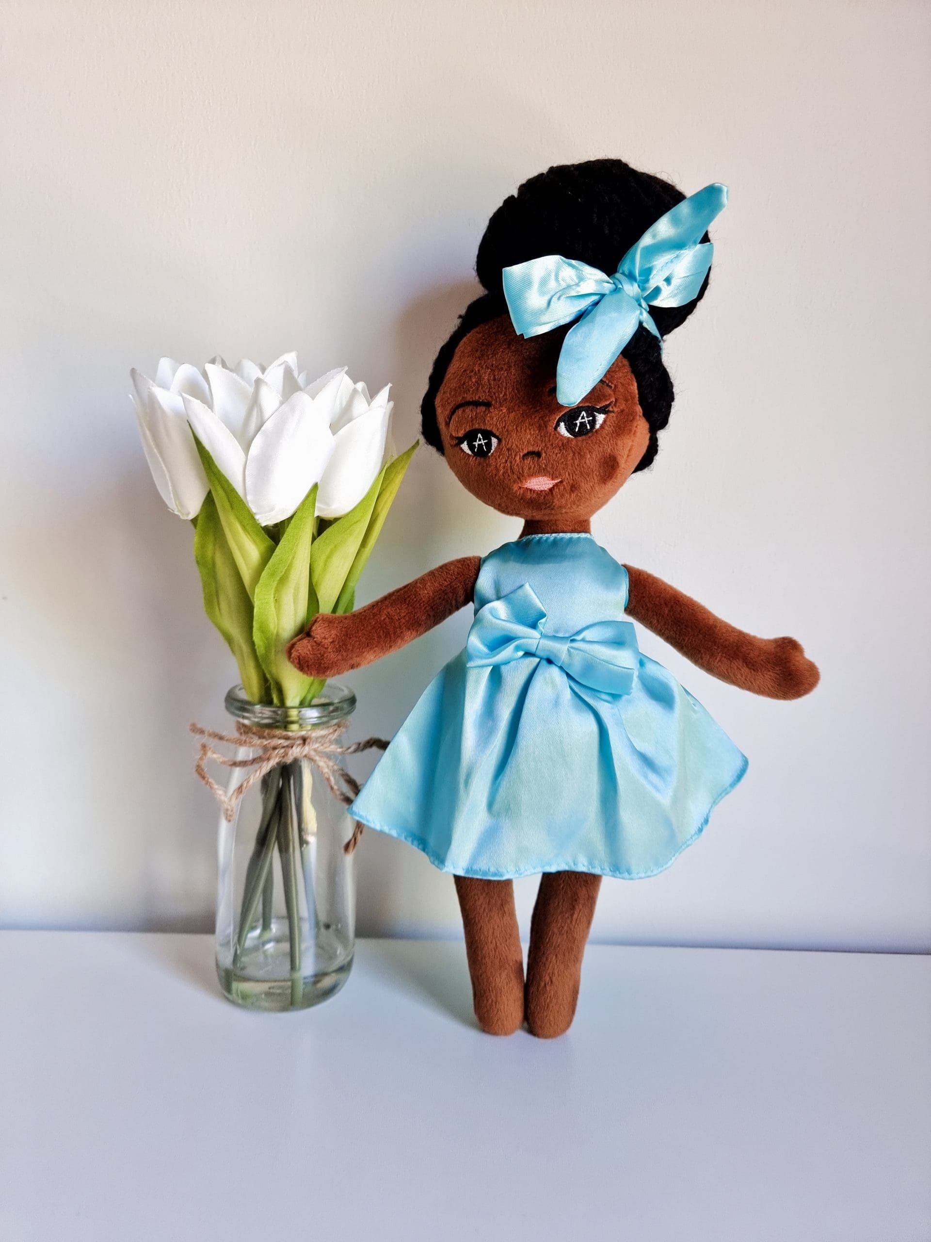 Plush Amaris doll, doll, soft plush doll, 1st birthday, first doll, baby shower, birthday, Christmas, black doll, UK, Plush doll