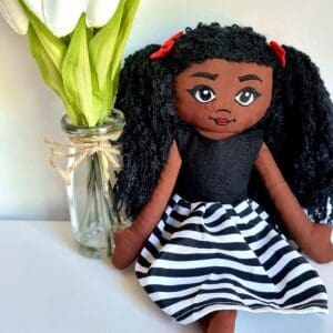 Black Doll, fabric doll , Rag doll , kids gift, birthday gift, keepsake doll, heirloom doll, Collector doll, Soft doll UK