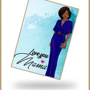 Love You Mama Card, wakuda, african print fans, black-owned brands, black pound day