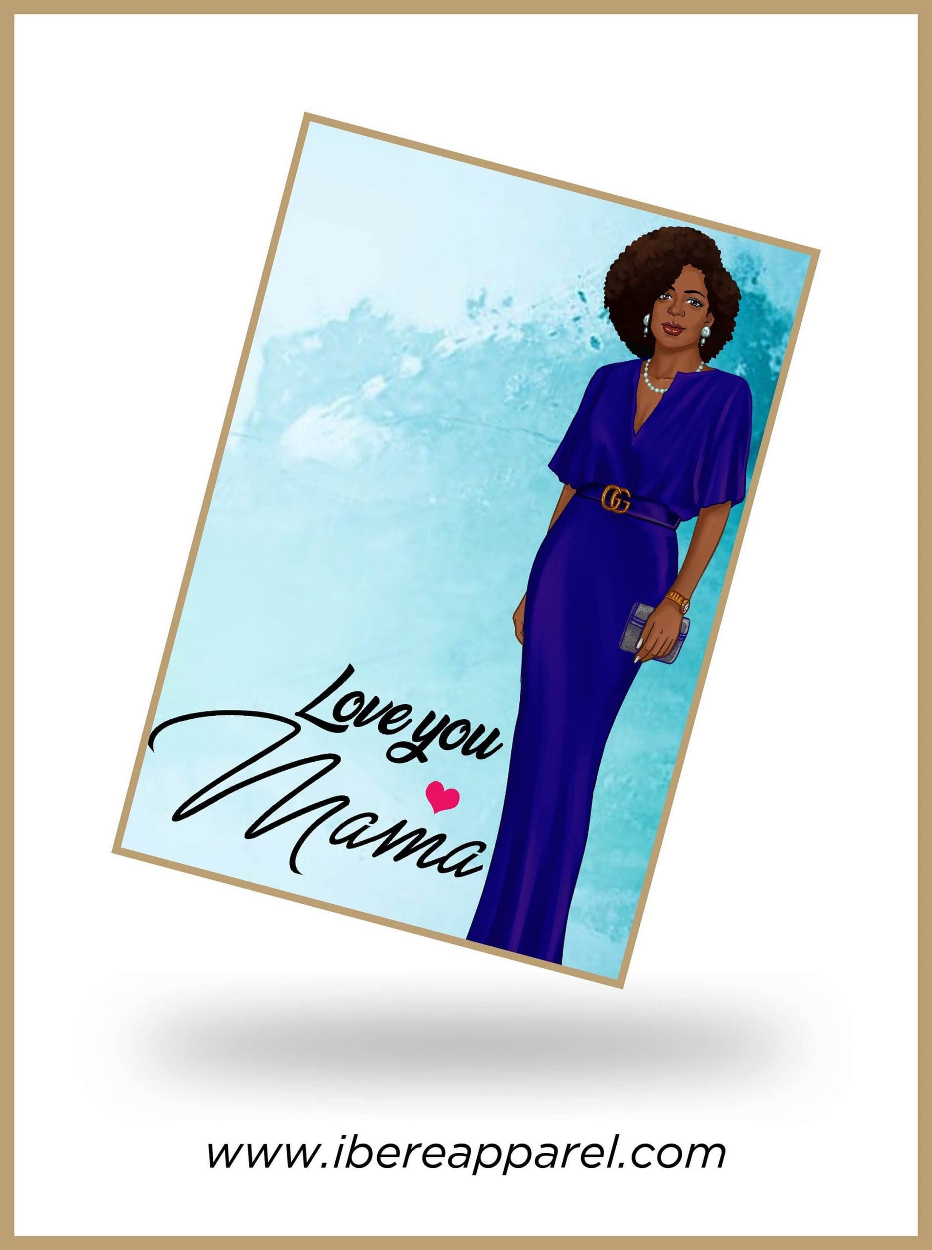 Love You Mama Card, wakuda, african print fans, black-owned brands, black pound day