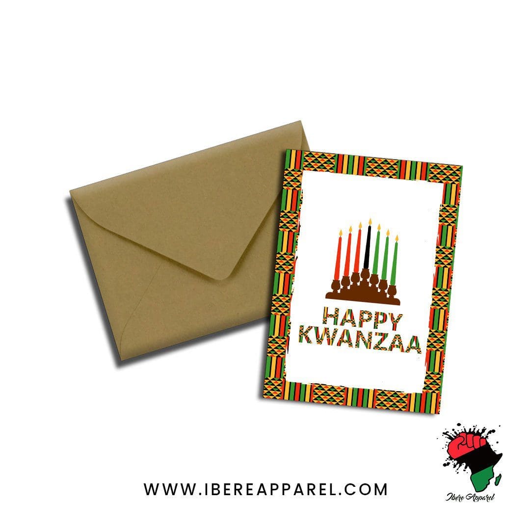 Happy Kwanzaa Card, wakuda, african print fans, black-owned brands, black pound day