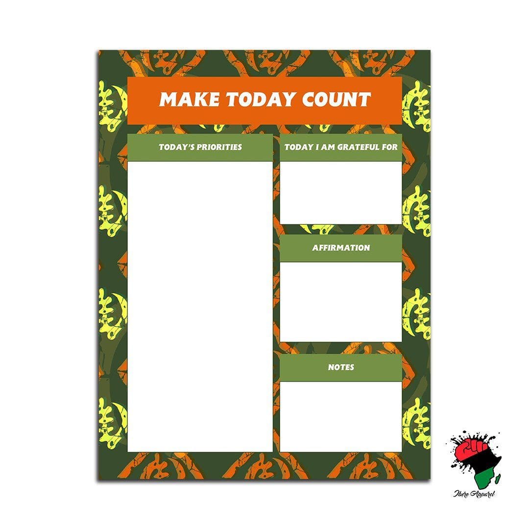 Make Today Notepad, wakuda, african print fans, black-owned brands, black pound day