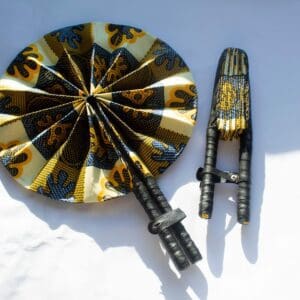 Golden Hand Fan, wakuda, african print fans, black-owned brands, black pound day