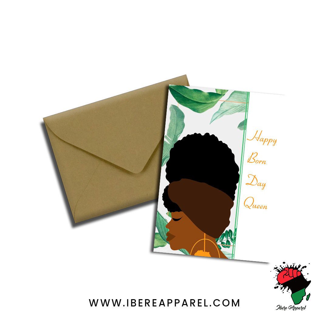 Queen Greeting Card, wakuda, african print fans, black-owned brands, black pound day