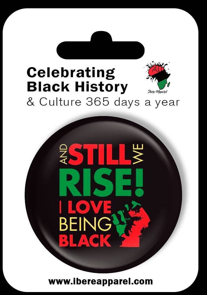 Rise Button Badge, wakuda, african print fans, black-owned brands, black pound day