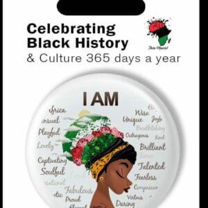 I Am Badge, wakuda, african print fans, black-owned brands, black pound day