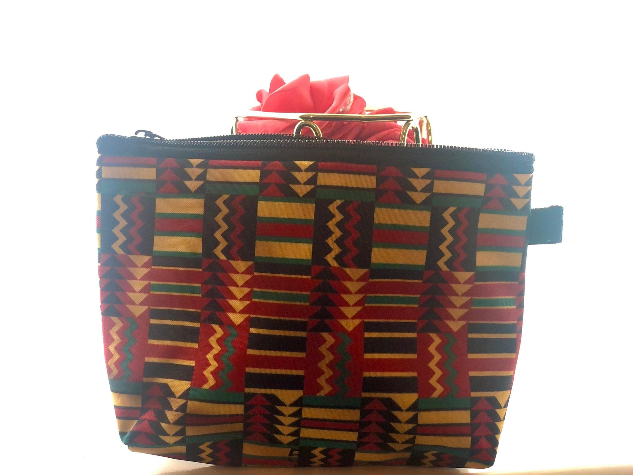 Authentic Handmade Kente Print Makeup Bag From Ghana