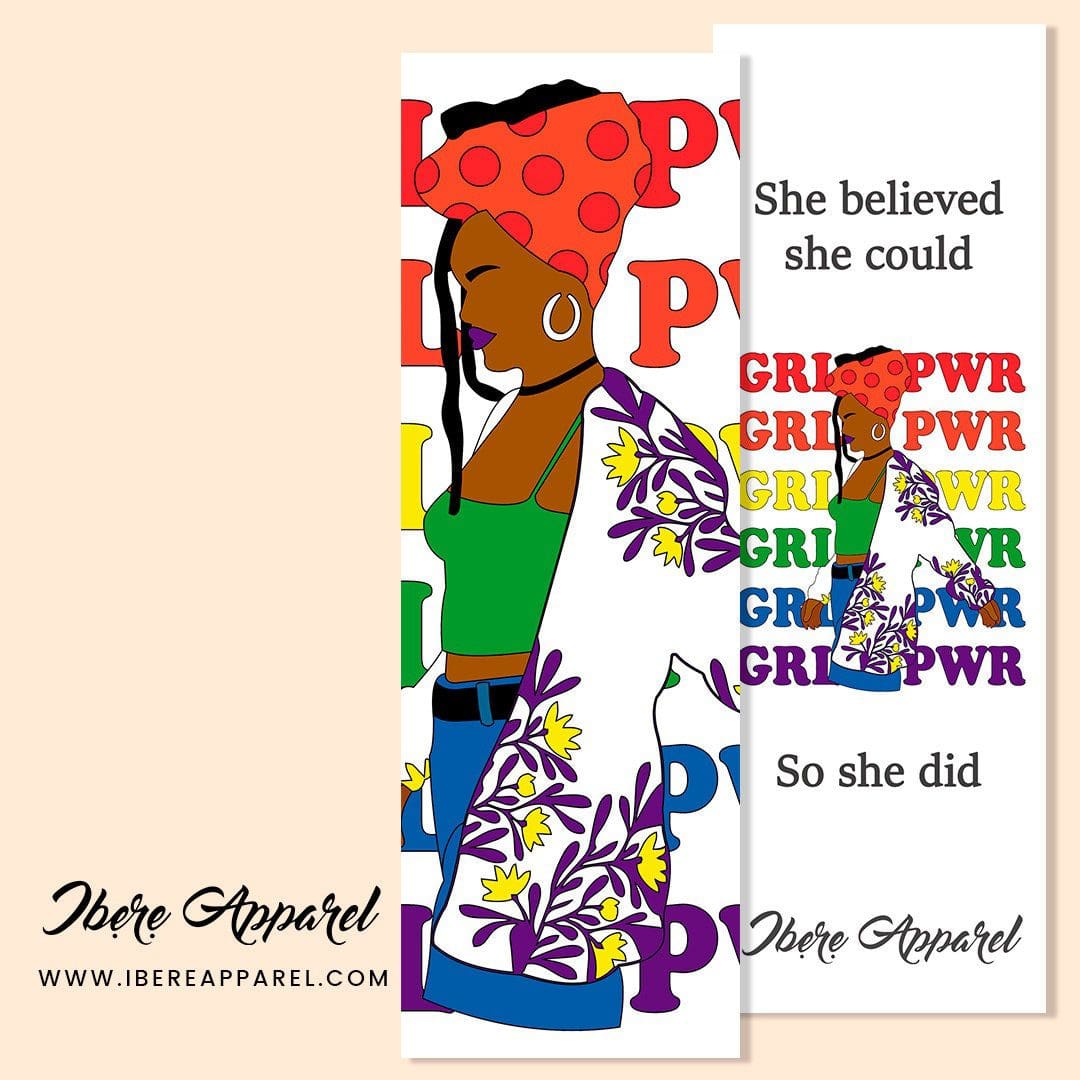 Girl Power Bookmark, wakuda, african print fans, black-owned brands, black pound day