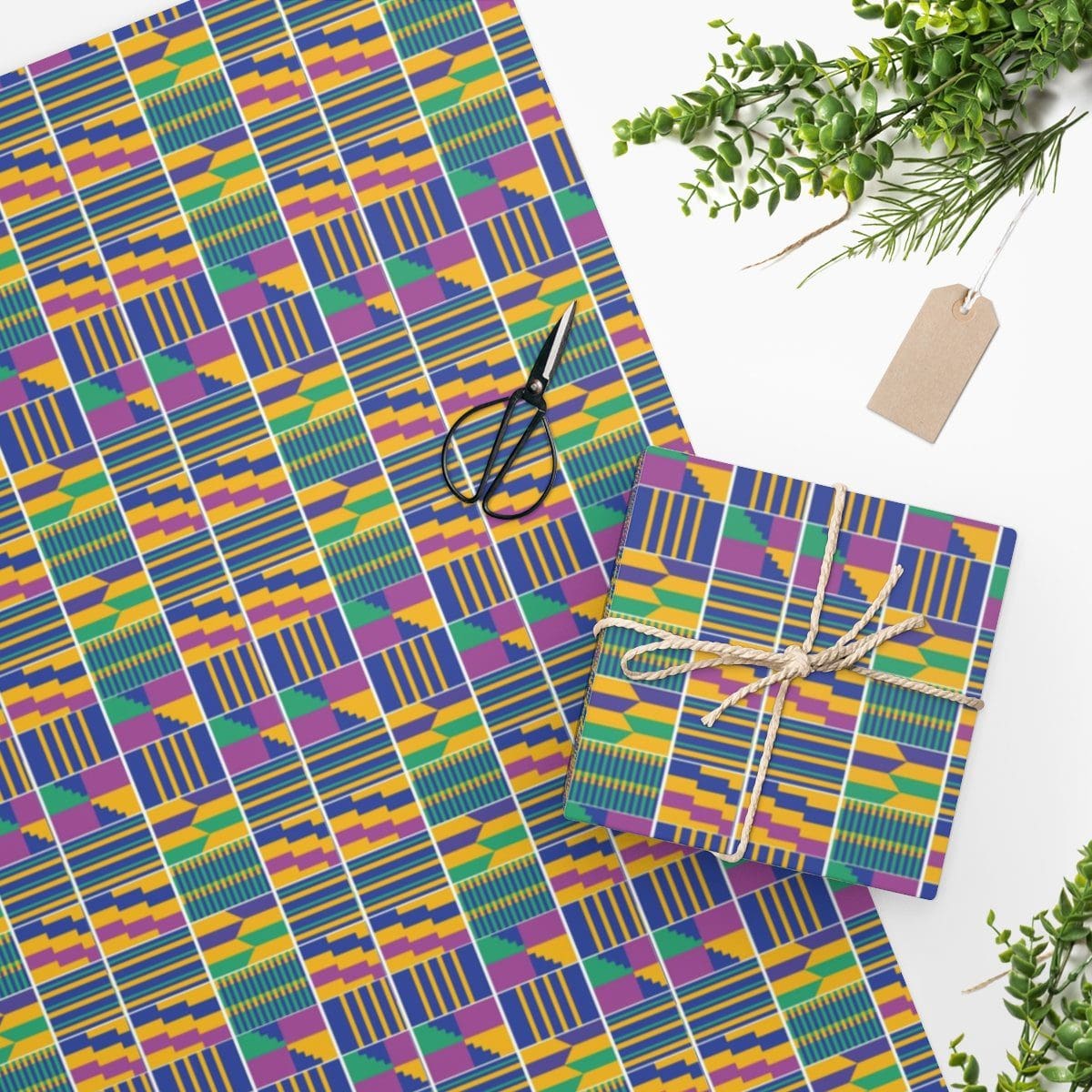 Luxury Gift Wrap - Kente Blue - Wrapping Paper Three (3) sheets