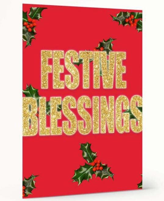 Festive Blessings Card, wakuda, african print fans, black-owned brands, black pound day