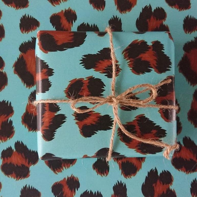 Eco Friendly Gift Wrap - Blue Leopard