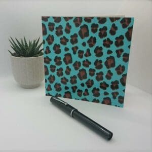 Luxury Greeting Card - Blue Leopard
