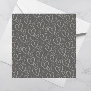 Luxury Greeting Card - Grey Hearts