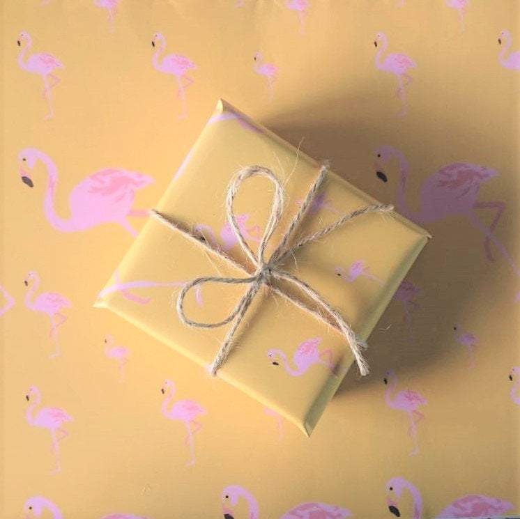Luxury Gift Wrap - Yellow Flamingo