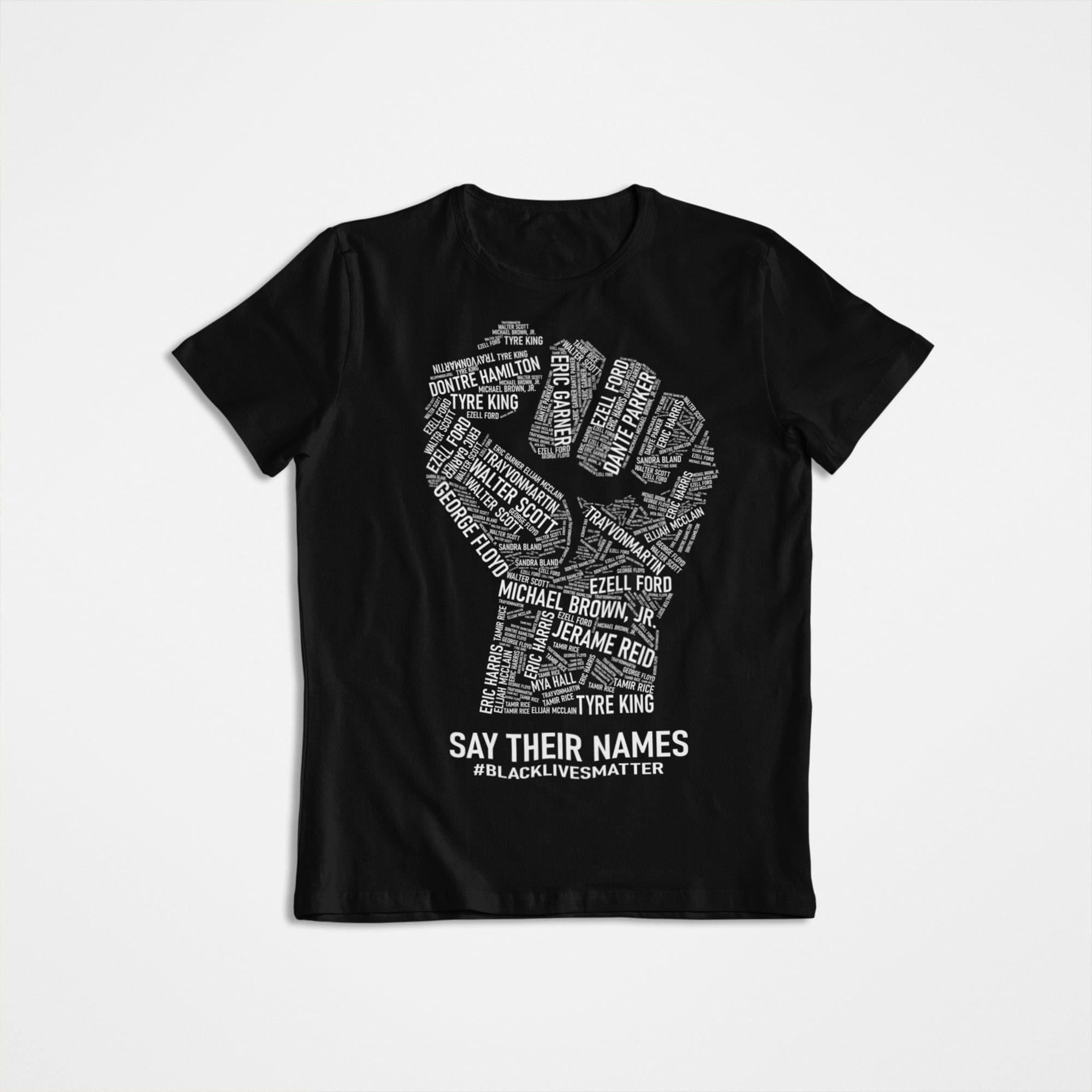 black lives matter shirt, wakuda, blm clothing, black fists